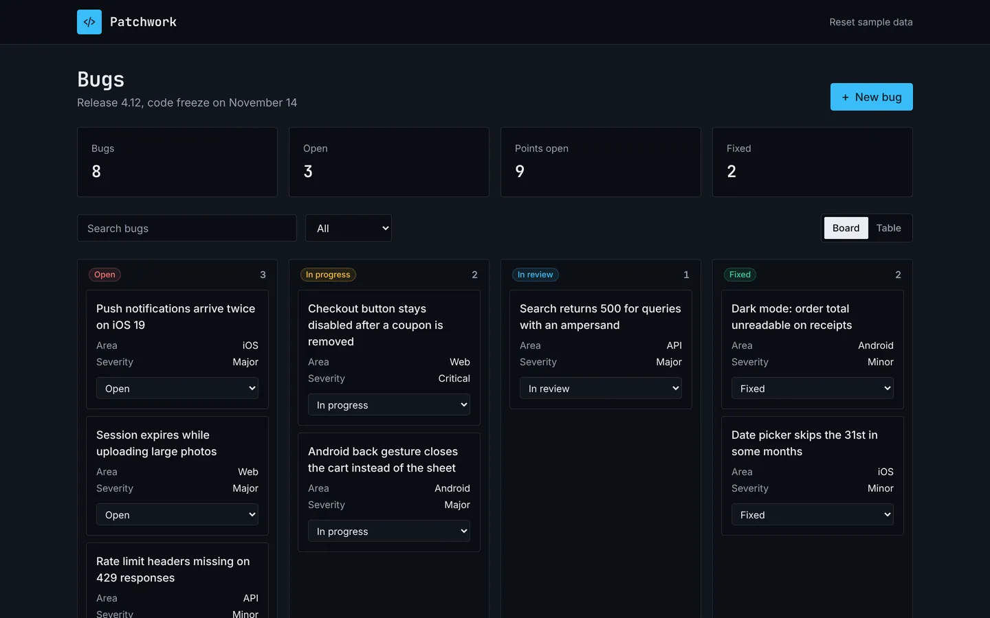 Bug tracker starter, as built from its own files