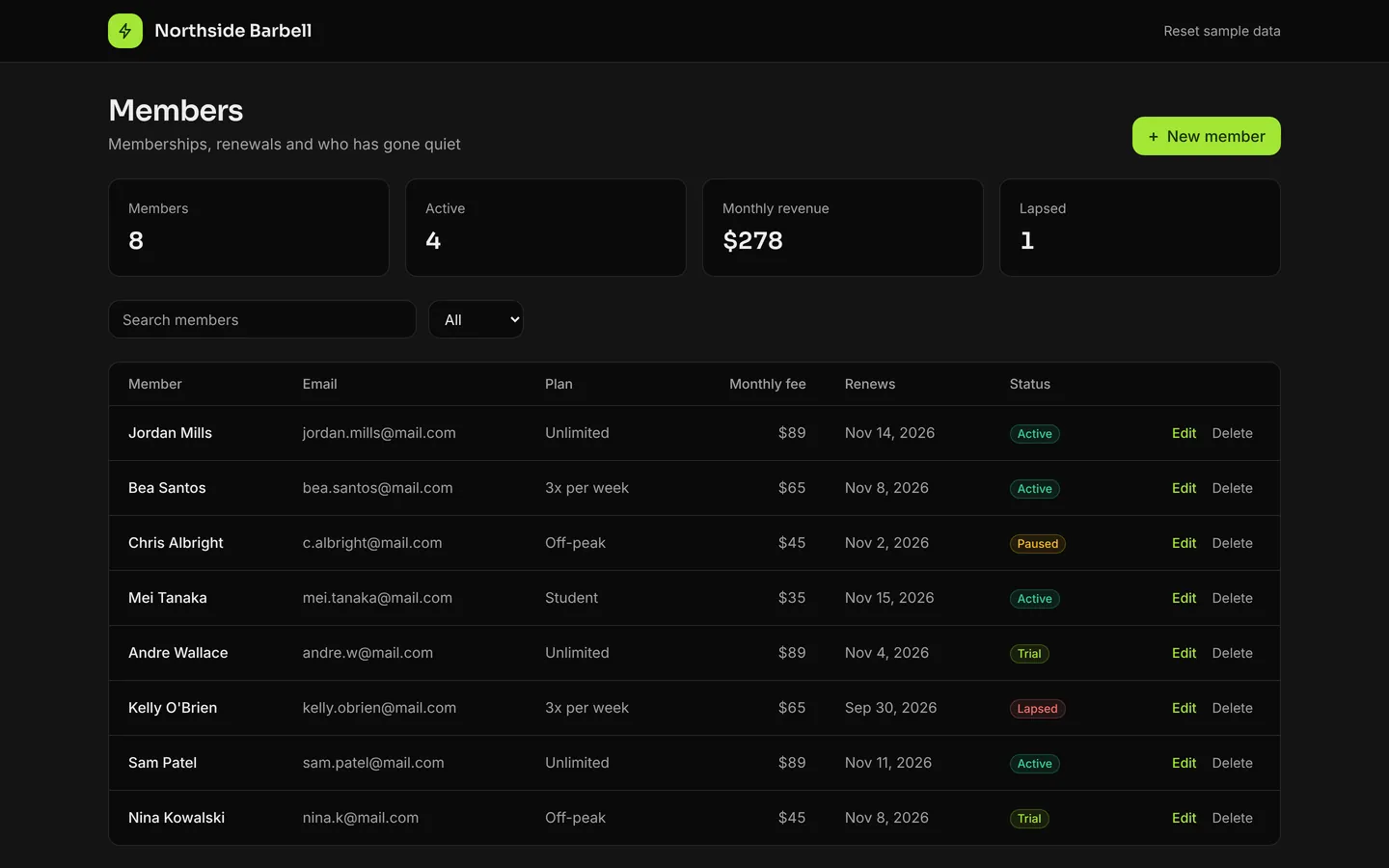 Gym memberships starter, as built from its own files