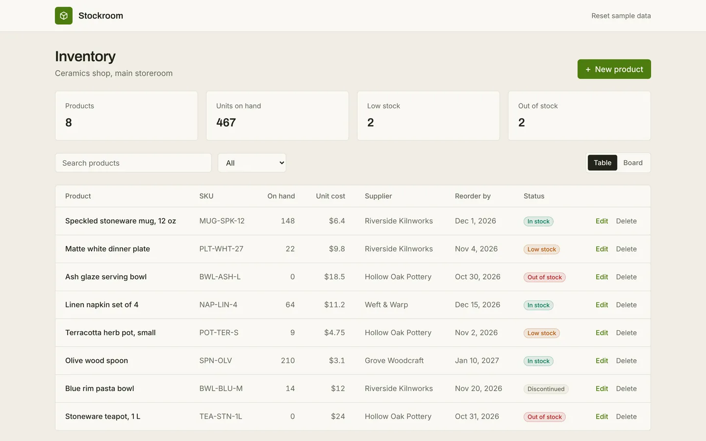 Product inventory starter, as built from its own files