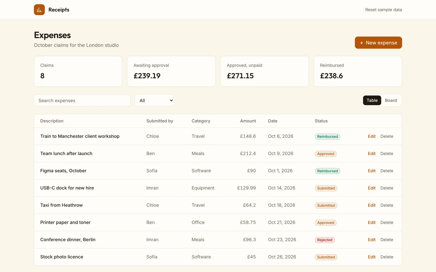 Team expenses starter, as built from its own files