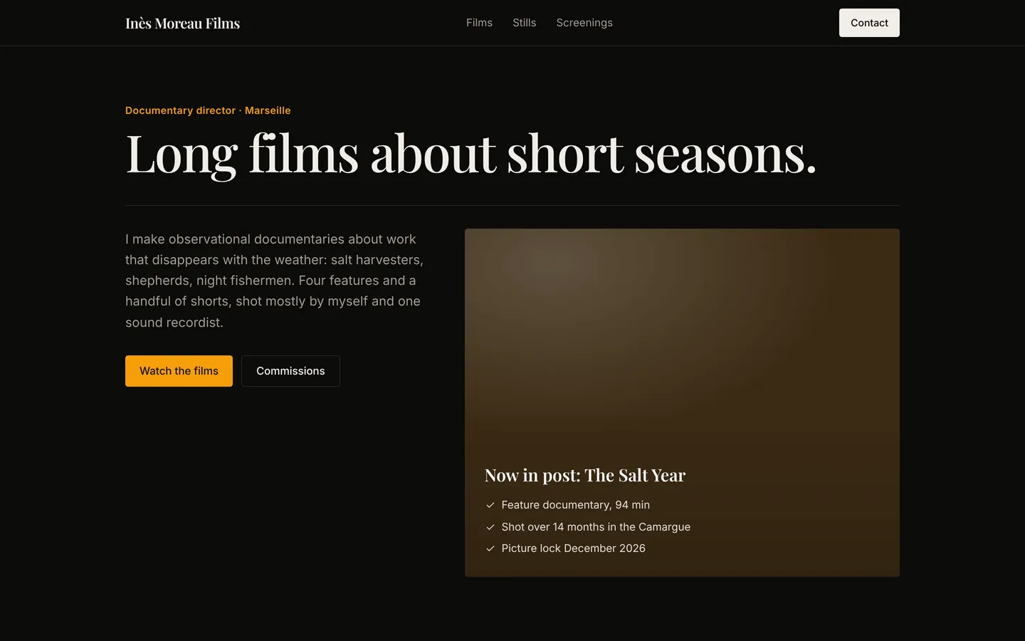 Documentary filmmaker starter, as built from its own files