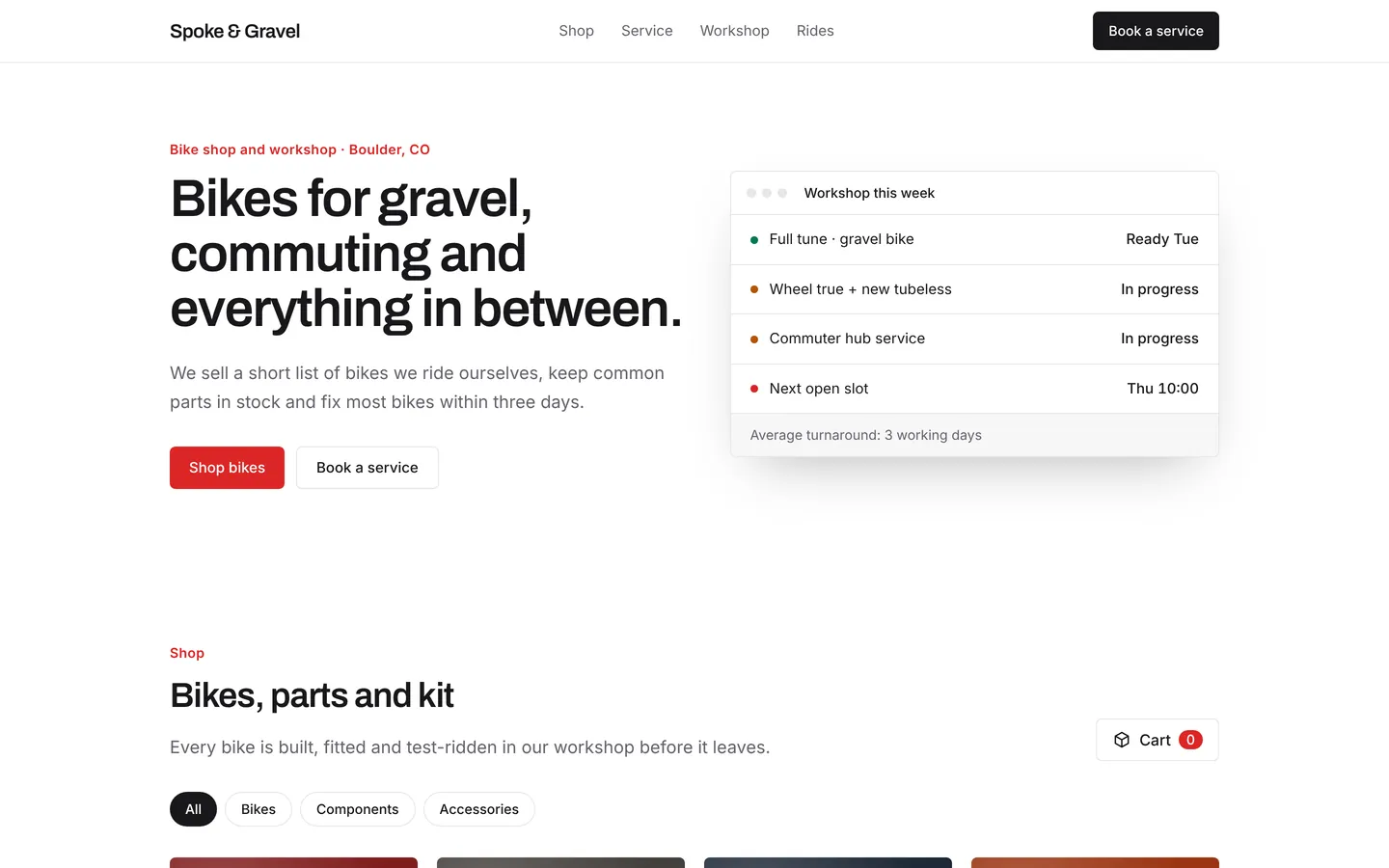 Bicycle shop starter, as built from its own files