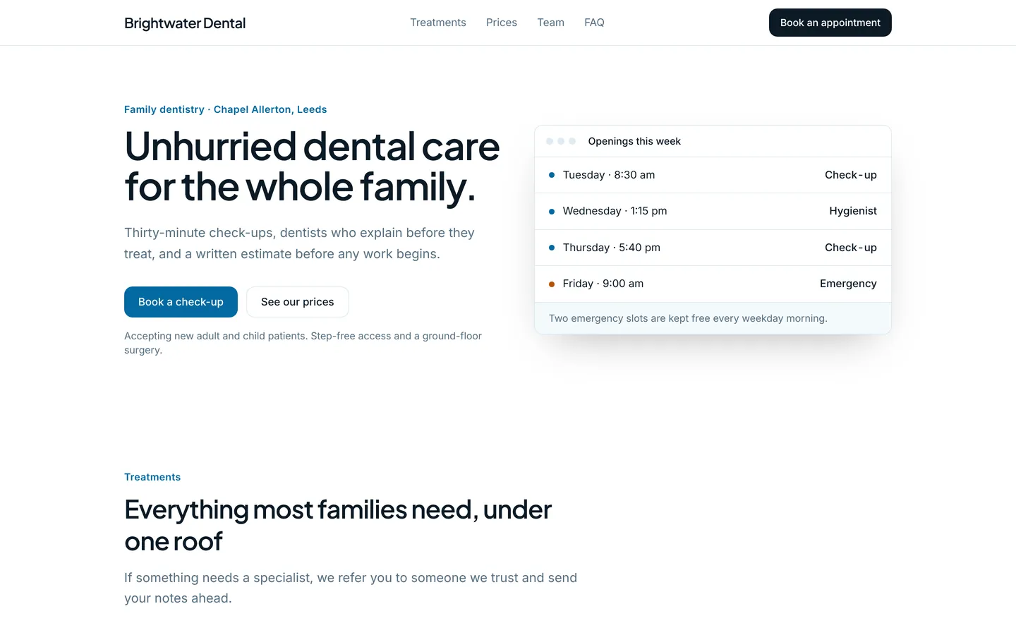 Family dental clinic starter, as built from its own files