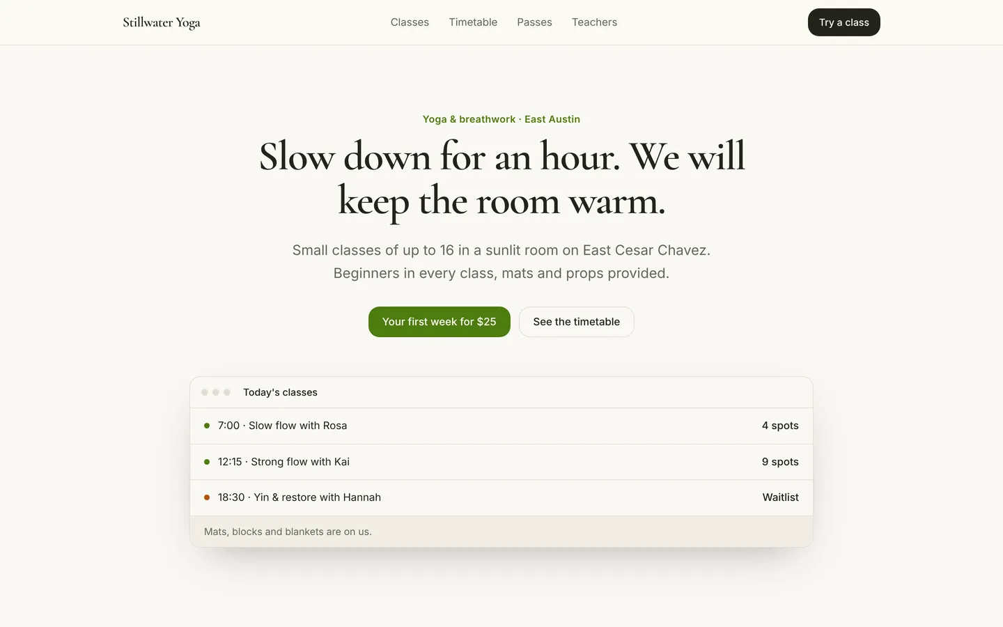 Yoga studio starter, as built from its own files